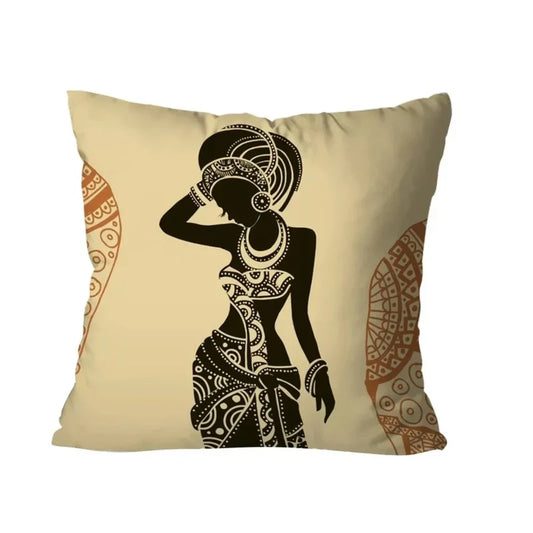 CUSHION COVERS AFRICAN TRIBAL BLACK AND BEIGE PACK OF 3